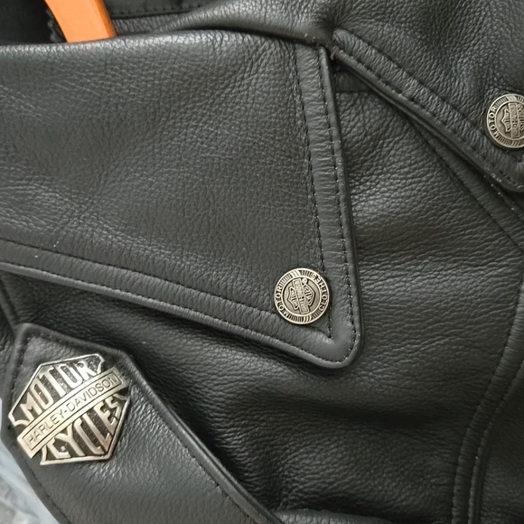 Harley-Davidson Black Leather Jacket with Fringe - Picture 7 of 9